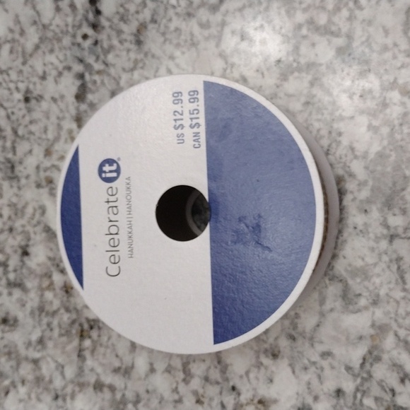 NWT 1.5" x 30ft. Faux Linen Wired Candles Ribbon by Celebrate It® Hanukkah - Picture 6 of 6